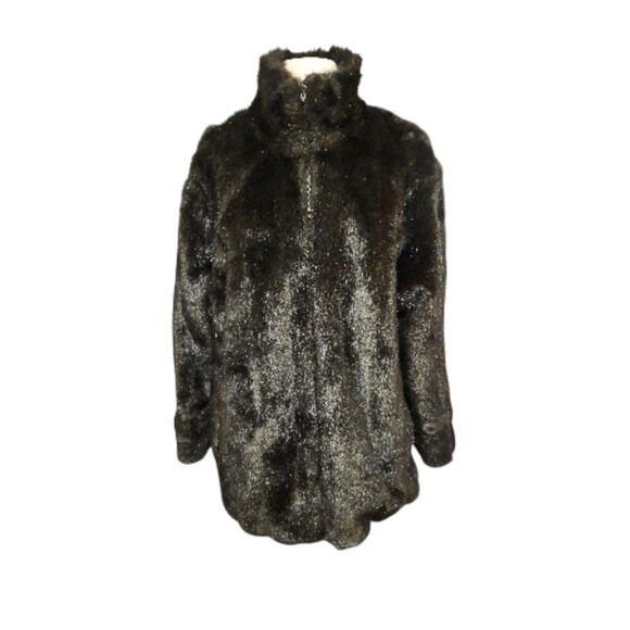 Atelier By B Thomas Faux Mink Reversible Coat Womens L Brown Mob Wife Old Money - Picture 1 of 10